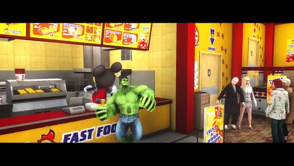 HULK & Mickey Mouse FUN!! Custom Green Lightning McQueen CARS Colors! + Children Songs & Rhymes HD
