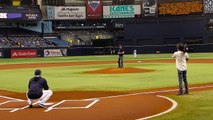 Christopher Collins Throws Out the First Pitch - Tampa Bay Rays