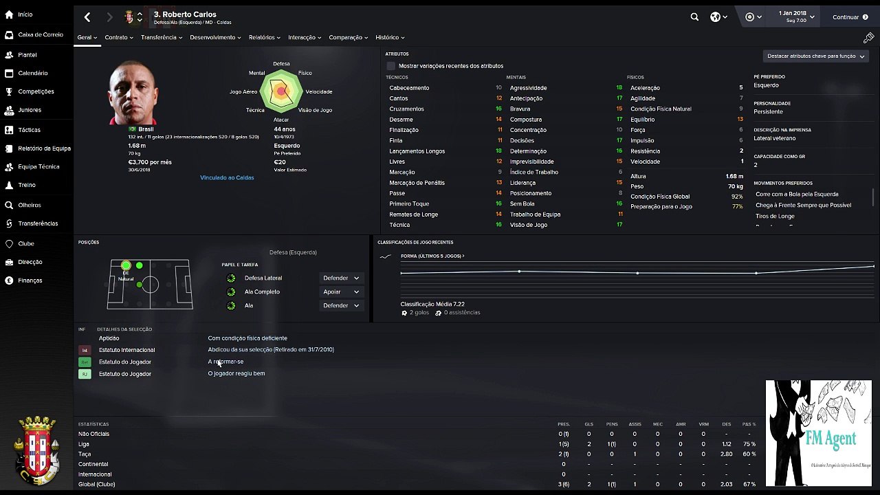 {AWESOME!!!} Roberto Carlos Scores 2 Goals in Football Manager 2016!