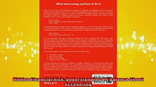FREE PDF Hidden Financial Risk Understanding Off Balance Sheet Accounting FREE BOOOK ONLINE