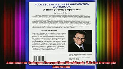 READ book  Adolescent Relapse Prevention Workbook A Brief Strategic Approach Full Free