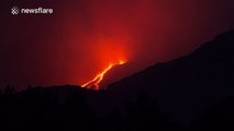 Timelapse of Mount Etna lava flow