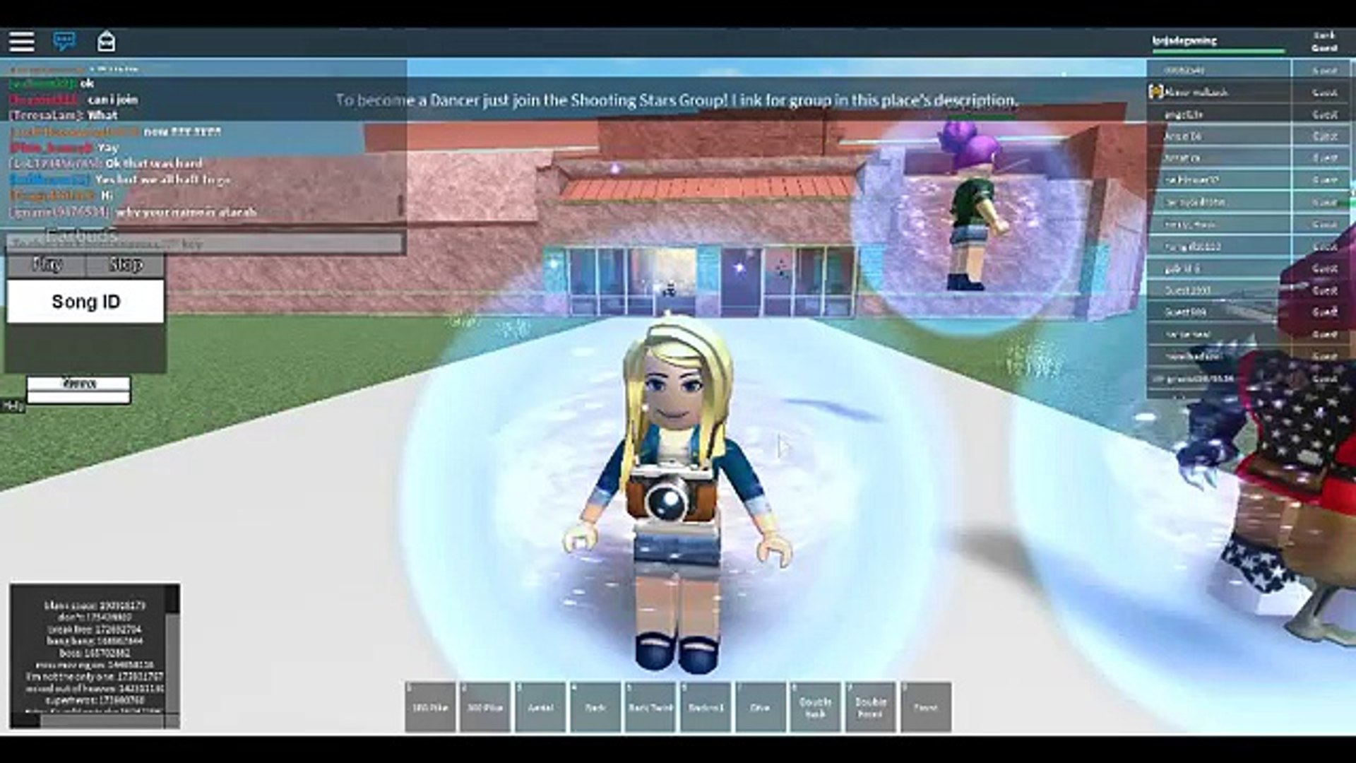 Roblox Shooting Stars Im In The Gymnastics Team With Some Front And Back Flips Video Dailymotion - music ids for roblox gymnastics slow songs