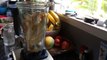 Smoothies bananas, mangoes, Italian parsley, Malabar spinach, chia seeds