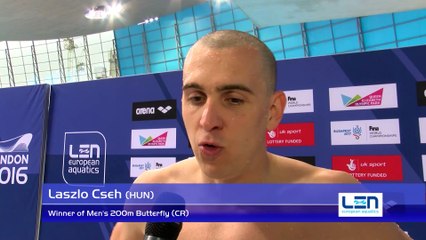 Laszlo Cseh, winner of Men's 200m Butterfly (CR) – Day 11, London
