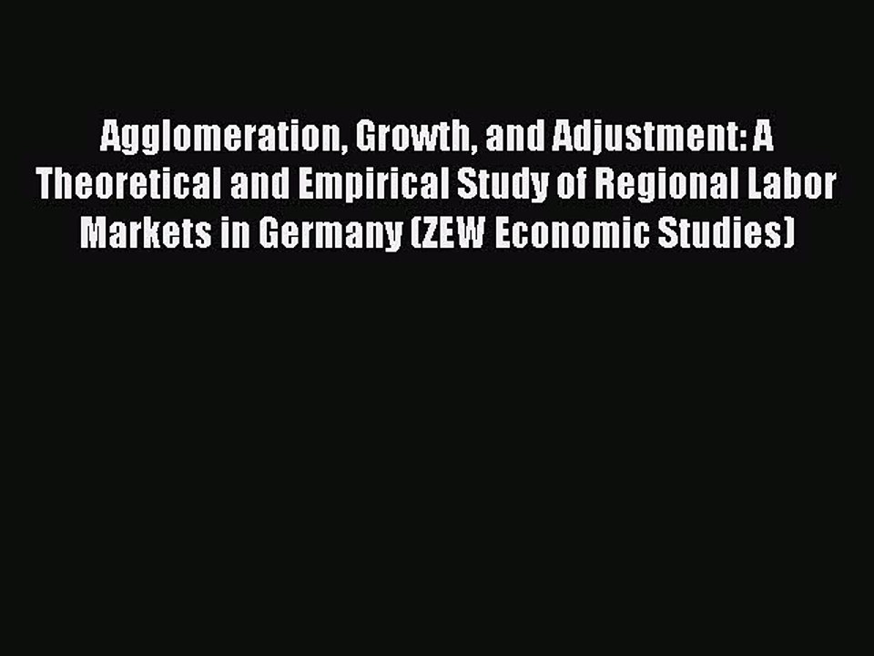 Read Agglomeration Growth and Adjustment: A Theoretical and Empirical Study of Regional Labor