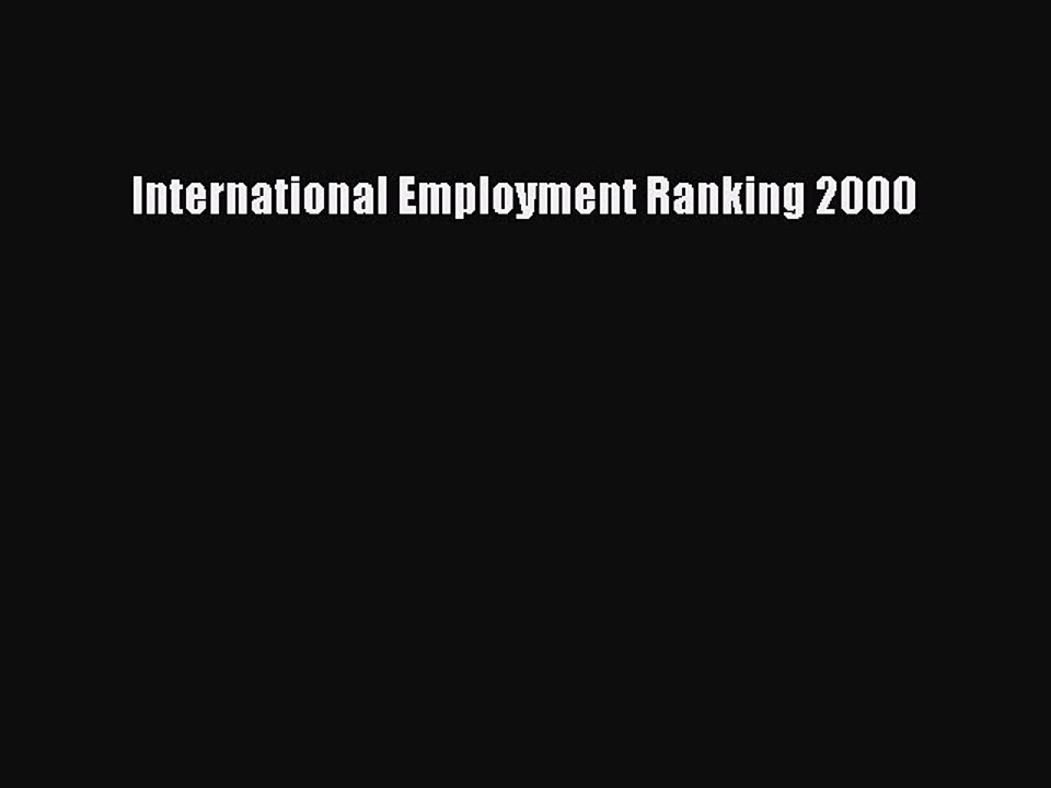 Read International Employment Ranking 2000 Ebook Free