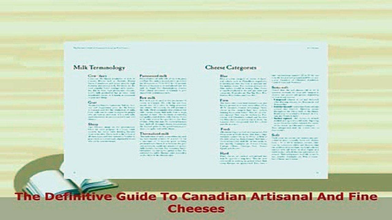 PDF  The Definitive Guide To Canadian Artisanal And Fine Cheeses PDF Online