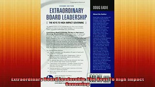 READ book  Extraordinary Board Leadership The Keys To High Impact Governing Full EBook