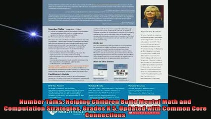 FREE DOWNLOAD  Number Talks Helping Children Build Mental Math and Computation Strategies Grades K 5 READ ONLINE