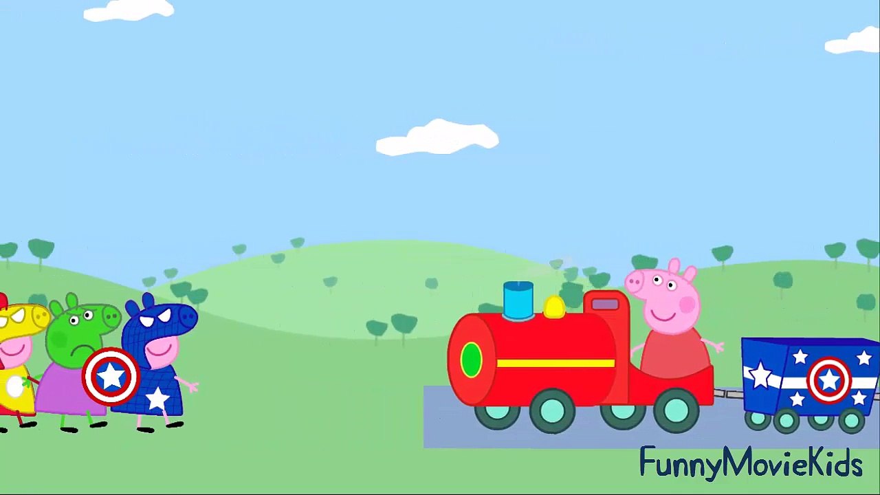 Peppa Pig Train with Avengers very Funny - New Episode 2016