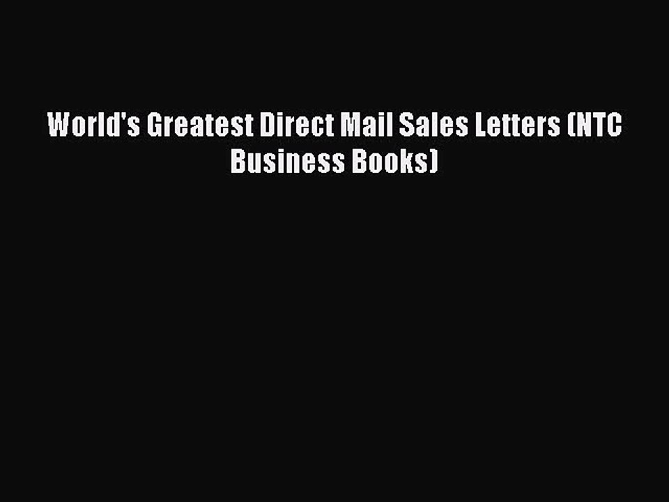 Read World's Greatest Direct Mail Sales Letters (NTC Business Books) Ebook Free