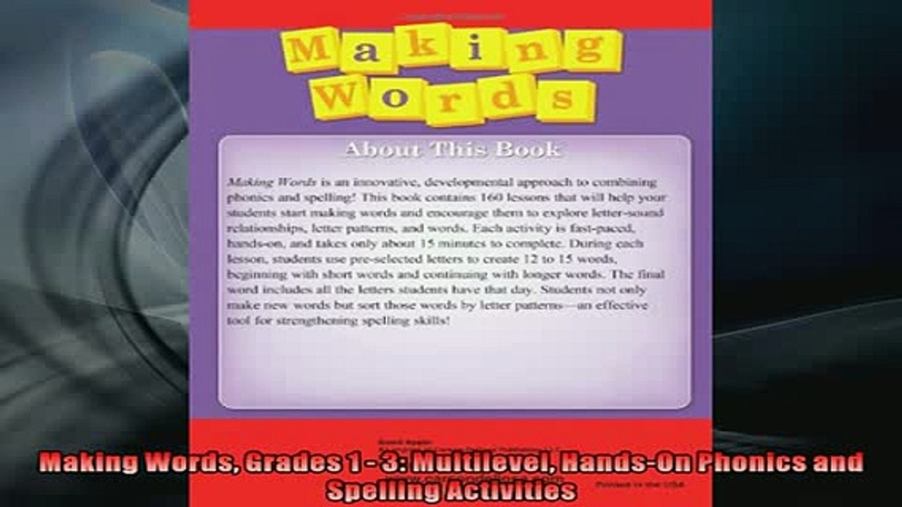 Free PDF Downlaod  Making Words Grades 1  3 Multilevel HandsOn Phonics and Spelling Activities  DOWNLOAD ONLINE