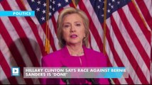 Hillary Clinton says race against Bernie Sanders is 'done'