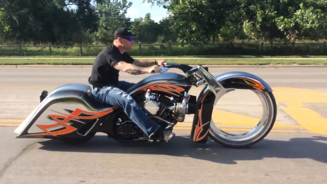 Ballistic Cycles 30 Hubless Wheel, Twin Turbo Harley Bagger