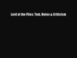 Read Lord of the Flies: Text Notes & Criticism Ebook Free