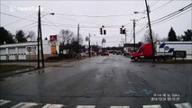 Lorry nearly knocks traffic lights over at cross roads