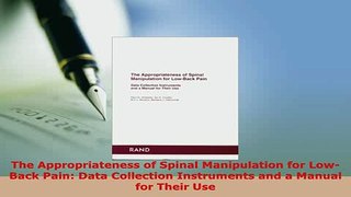 Read  The Appropriateness of Spinal Manipulation for LowBack Pain Data Collection Instruments PDF Free