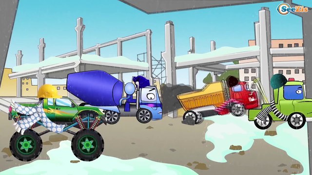 Carritos Para Niños. Grúa, Un Camion Monstruo, Camión. Caricaturas de carros. Tiki Taki Camiones