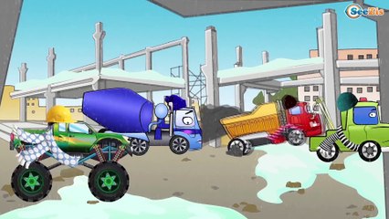 Carritos Para Niños. Grúa, Un Camion Monstruo, Camión. Caricaturas de carros. Tiki Taki Camiones