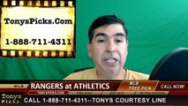 Texas Rangers vs. Oakland Athletics Pick Prediction MLB Baseball Odds Preview 5-16-2016.