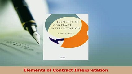 PDF  Elements of Contract Interpretation Free Books