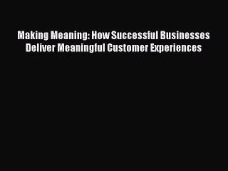 Read Making Meaning: How Successful Businesses Deliver Meaningful Customer Experiences Ebook