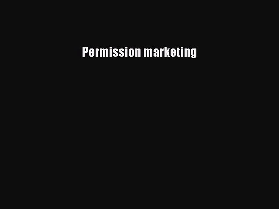Read Permission marketing Ebook Free