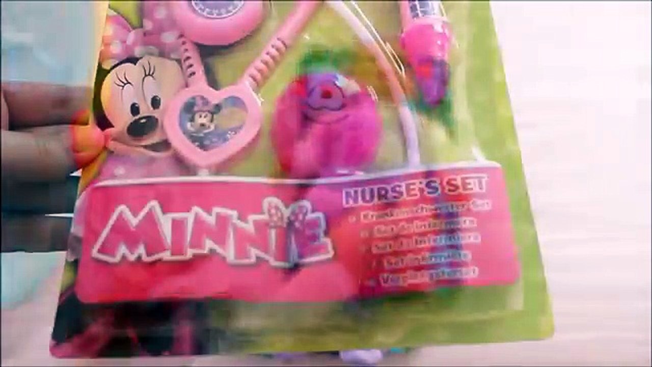 Baby Minnie Mouse doll playset nurse doctor putting sleeping baby diaper changing bottle feeding