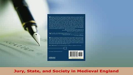 PDF  Jury State and Society in Medieval England  Read Online