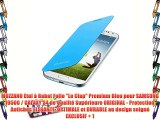 MUZZANO Etui à Rabat Folio Le Clap Premium Bleu pour SAMSUNG I9500 / GALAXY S4 de Qualité Supérieure