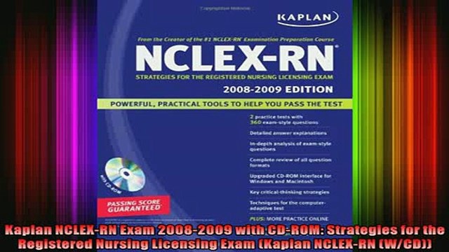 READ book Kaplan NCLEXRN Exam 20082009 with CDROM Strategies for the Registered Nursing FREE BOOOK ONLINE