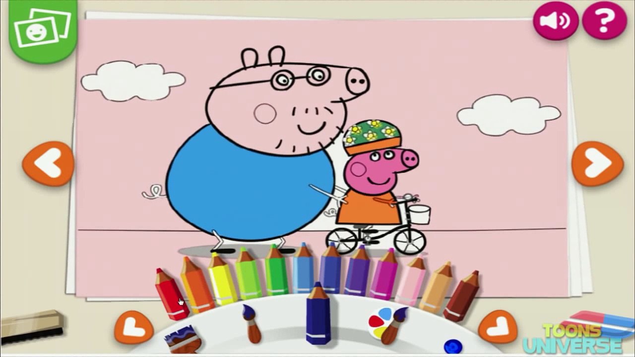 Peppa Pig Bike Riding with Daddy Pig Nick Jr Coloring Book Creativity for Children HD