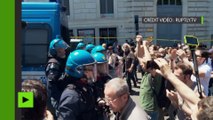 Des «antifas» tiennent une contre-protestation en réponse à l'extrême droite à Rome