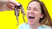 Eating Real Worms or Rainbow Worms | Amy Jo Makes Jello Gummy Worms