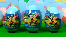 3 Mickey Mouse Surprise Eggs Peppa Pig Birthday Party with Little Cars Disney