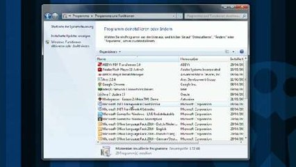 Wie deinstalliere ich ein Programm in Win Vista und Win 7