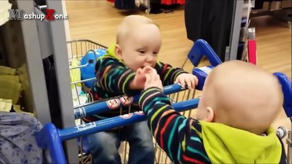 Baby Sees Mirror For The First Time - A Funny Babies Compilation 2016