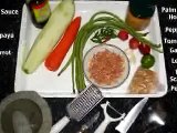 The making of Somtam Thai, Som Tam Thai or Papaya Salad