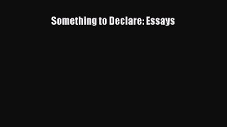 Read Something to Declare: Essays Ebook Free