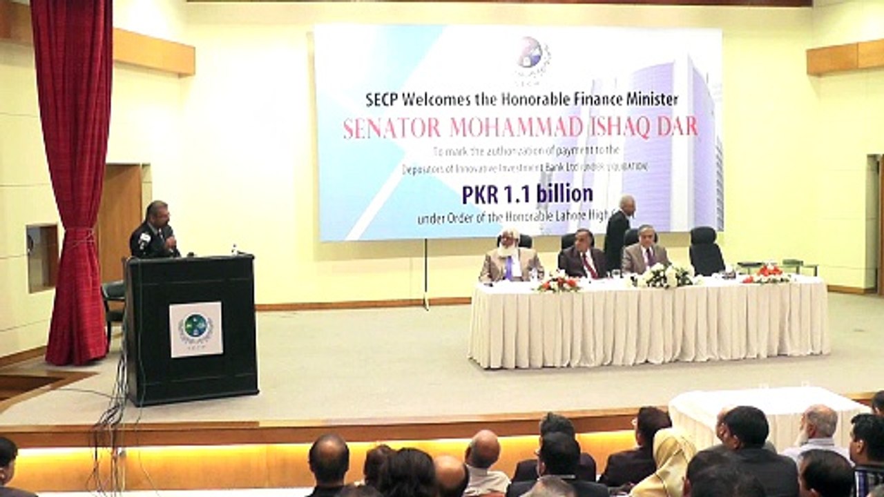 Chairman SECP Zafar Hijazi addressing  at Authorization of Payment to the Depositors of IIBT
