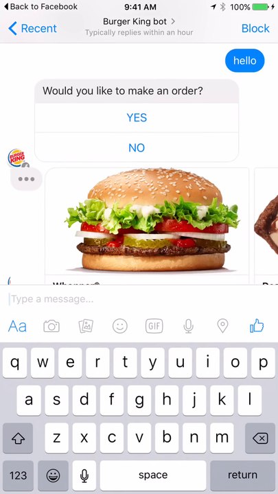 Commandez votre Burger King par Facebook Messenger !
