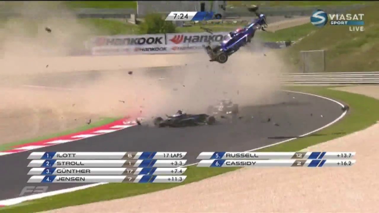 Une voiture s'envole lors d'un énorme accident en course de Formule 3