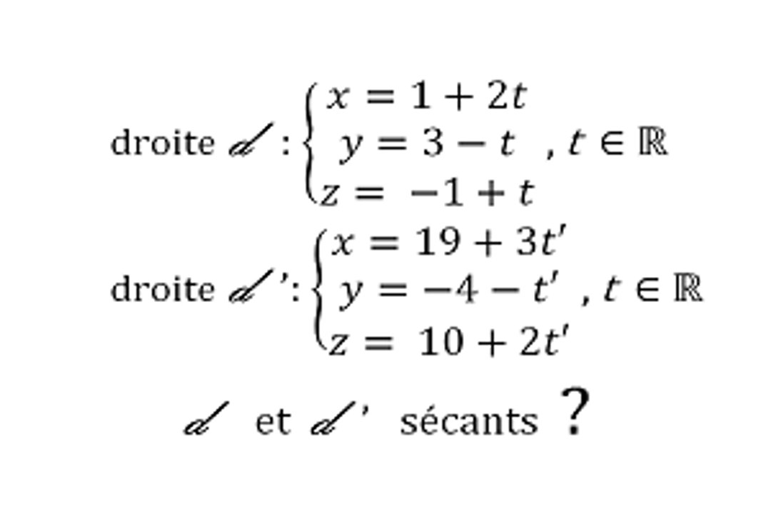 Recherche d'un point d'intersection de deux droites dans l'espace - Terminale