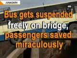 Bus gets suspended freely on bridge, passengers saved miraculously