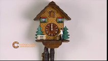 1 Day Cuckoo Clock Woodchopper Chops Wood in Forest - 10 Inches Tall- German Black Forest