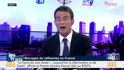 Raffineries: "Nous allons continuer à évacuer un certain nombre de sites", promet Valls