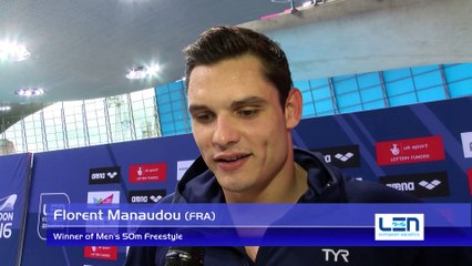 Florent Manaudou, winner of Men's 50m Freestyle – Day 14, London