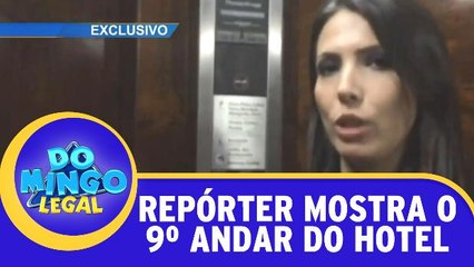 Repórter mostra o 9º andar do hotel