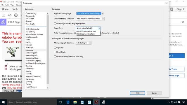 How to change the language in Adobe Reader